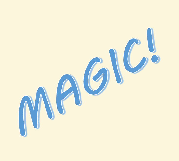 The word magic! is shown on a off-white background.